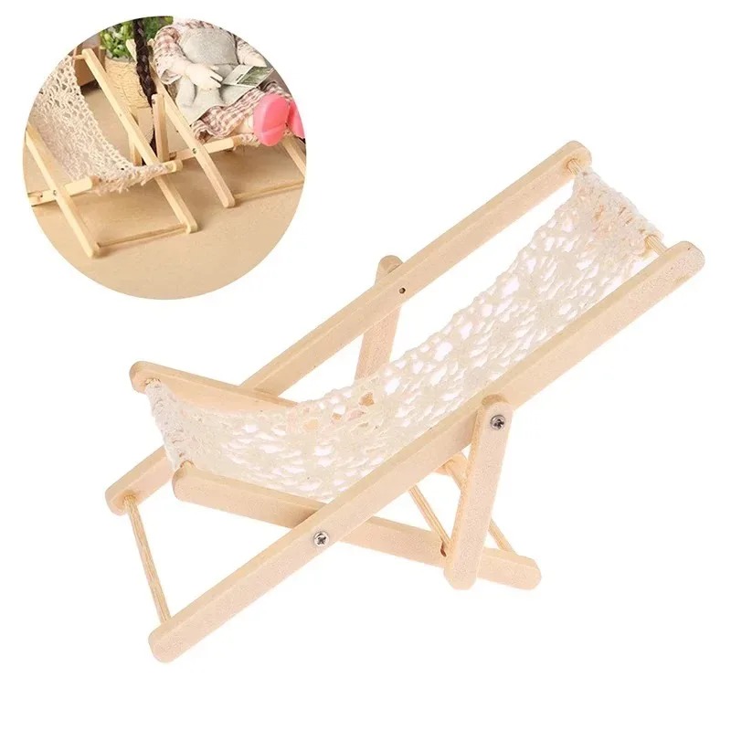 Outdoor Furniture Diy - เก้าอี้ชายหาดแบบพับได้ขนาด 1/12 โมเดลเฟอร์นิเจอร์ขนาดเล็ก เก้าอี้พักผ่อนจำลอง ตกแต่งฉากกลางแจ้งสำหรับบ้านตุ๊กตา DIY