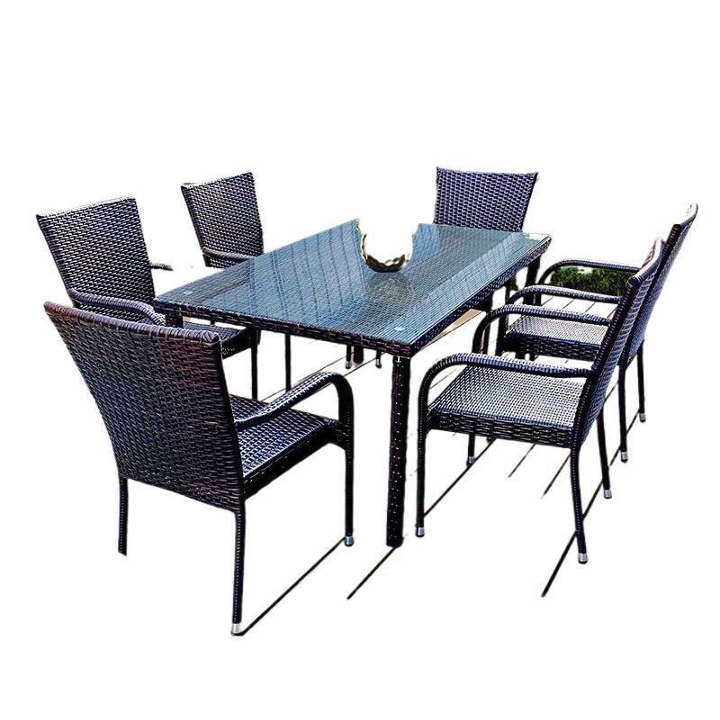 Outdoor Furniture Metal - ชุดโต๊ะและเก้าอี้หวายสำหรับกลางแจ้ง ห้องนั่งเล่น ลานบ้าน ชุดโต๊ะและเก้าอี้สำหรับลานบ้าน ระเบียงครอบครัว ชุดนั่งดื่มชา