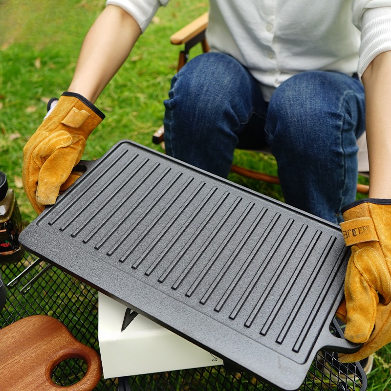 Outdoor Furniture Metal - Outdoor Camping บาร์บีคิวแผ่นเกาหลีบาร์บีคิวแผ่นสองด้านเทปันยากิทอดสเต็กแก๊ส Induction หม้อหุงข้าวถาดอบ