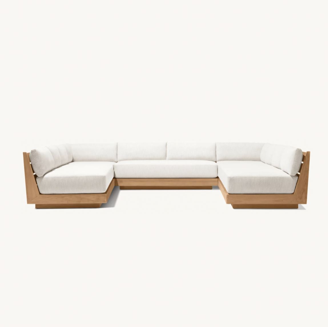 Outdoor Furniture Luxury - ชุดเฟอร์นิเจอร์สำหรับพื้นที่กลางแจ้งสไตล์โมเดิร์น มินิมอล เหมาะสำหรับลานบ้านและสวน, เฟอร์นิเจอร์กลางแจ้งสำหรับโรงแรมหรู, ชุดโซฟาตัวแอลทำจากไม้สักธรรมชาติ Maya