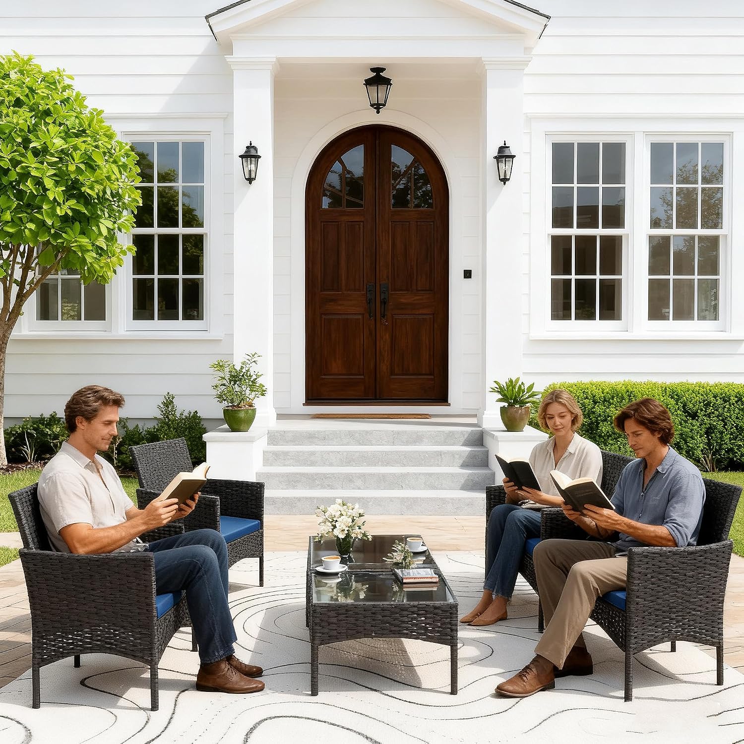 ชุดเฟอร์นิเจอร์ลานบ้าน 8 ชิ้น, - Outdoor Furniture Metal Chairs บทวิจารณ์และราคา