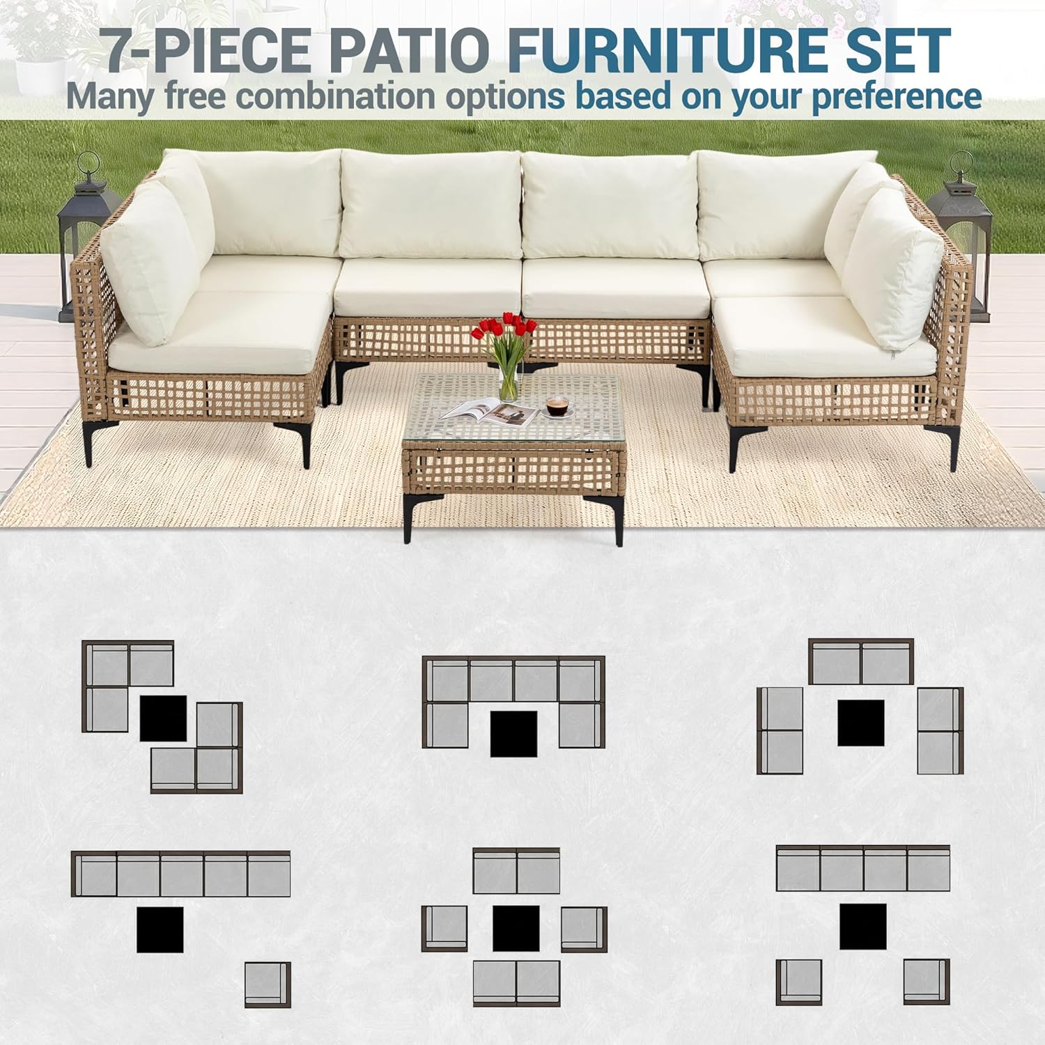 ชุดโซฟาหวายสำหรับนั่งพักผ่อนกล - Outdoor Furniture Luxury บทวิจารณ์และราคา