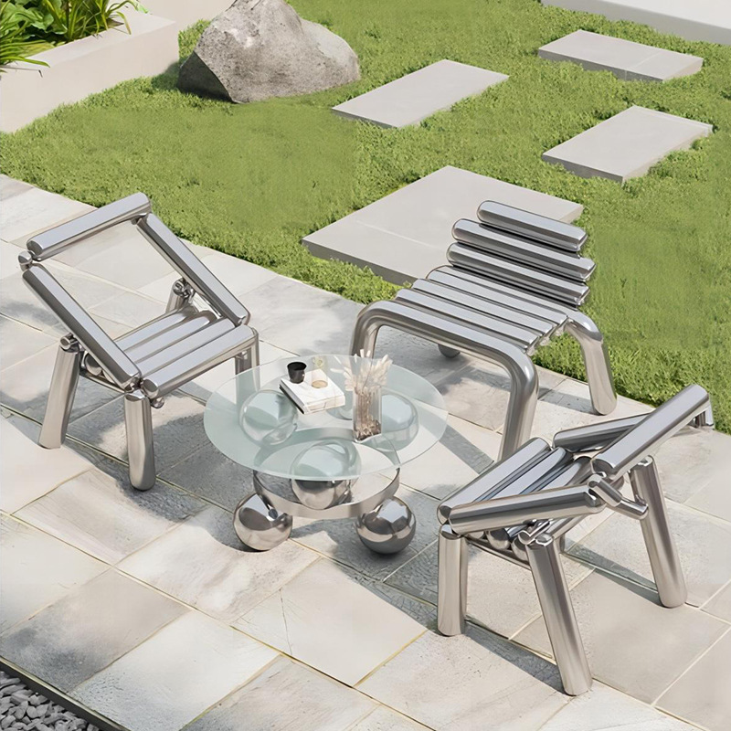 เก้าอี้สแตนเลสสไตล์หรูหราเรียบ - Outdoor Furniture Metal Chairs บทวิจารณ์และราคา