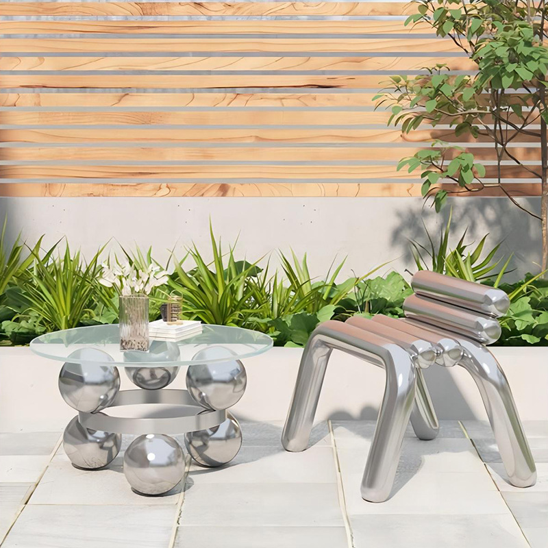 เก้าอี้สแตนเลสสไตล์หรูหราเรียบ - Outdoor Furniture Metal Chairs บทวิจารณ์และราคา