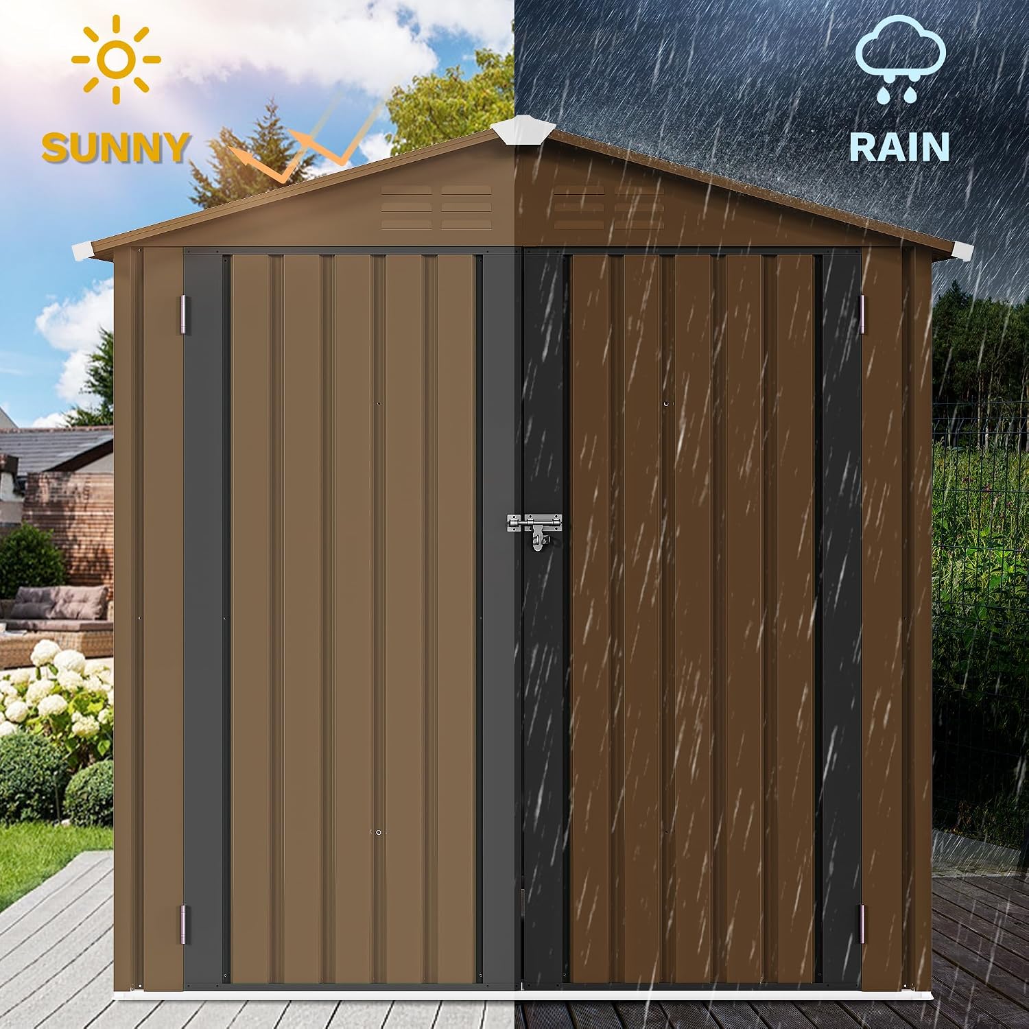 โรงเก็บของกลางแจ้งโลหะขนาด 6x4 - Outdoor Furniture Metal บทวิจารณ์และราคา