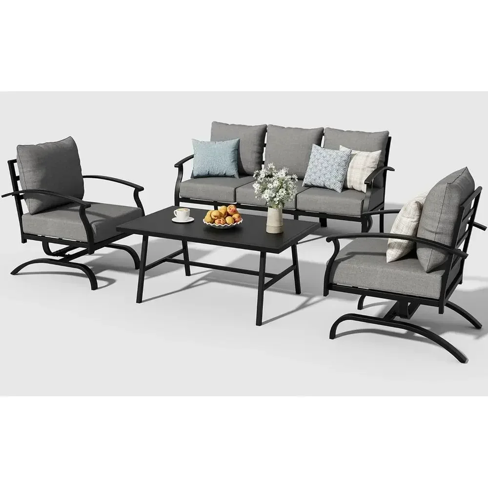 ชุดเฟอร์นิเจอร์สนามโลหะสีเทา พ - Outdoor Furniture Metal Chairs บทวิจารณ์และราคา