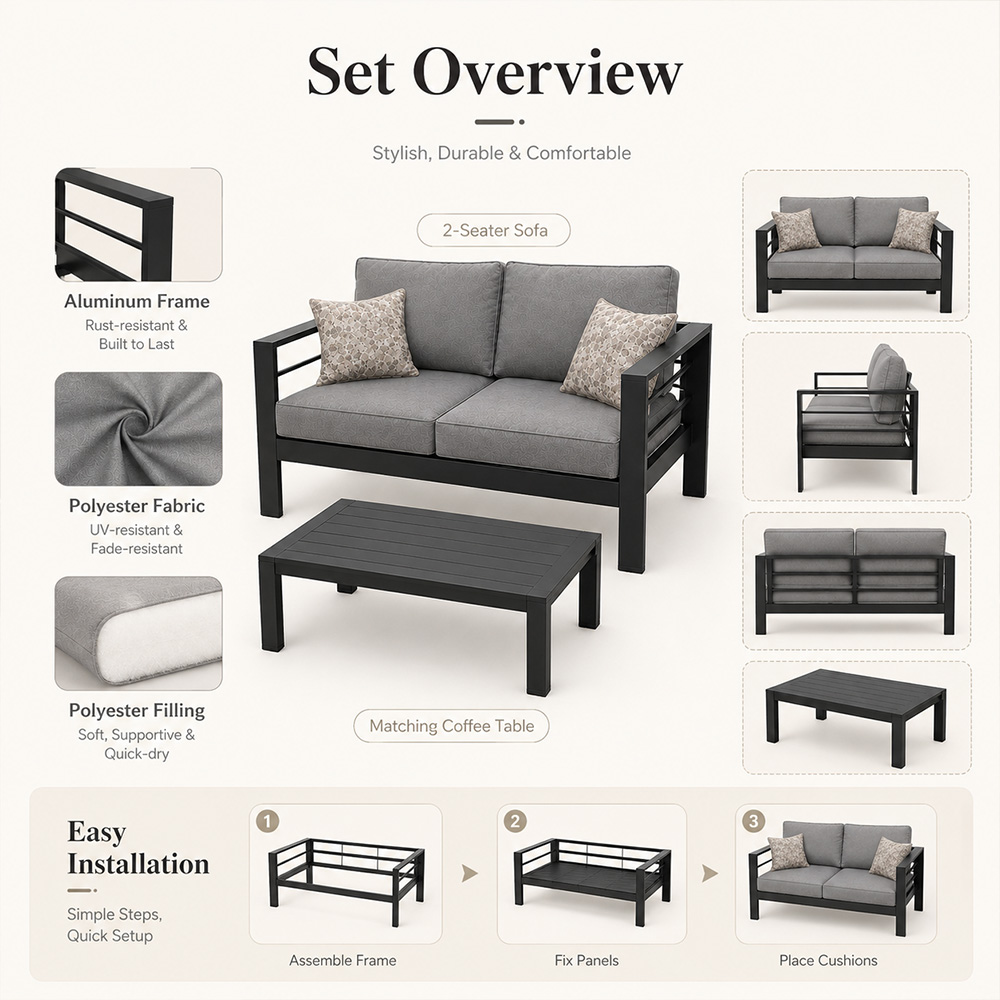 ชุดโซฟาอลูมิเนียมหรูหราทันสมัย - Outdoor Furniture Luxury บทวิจารณ์และราคา