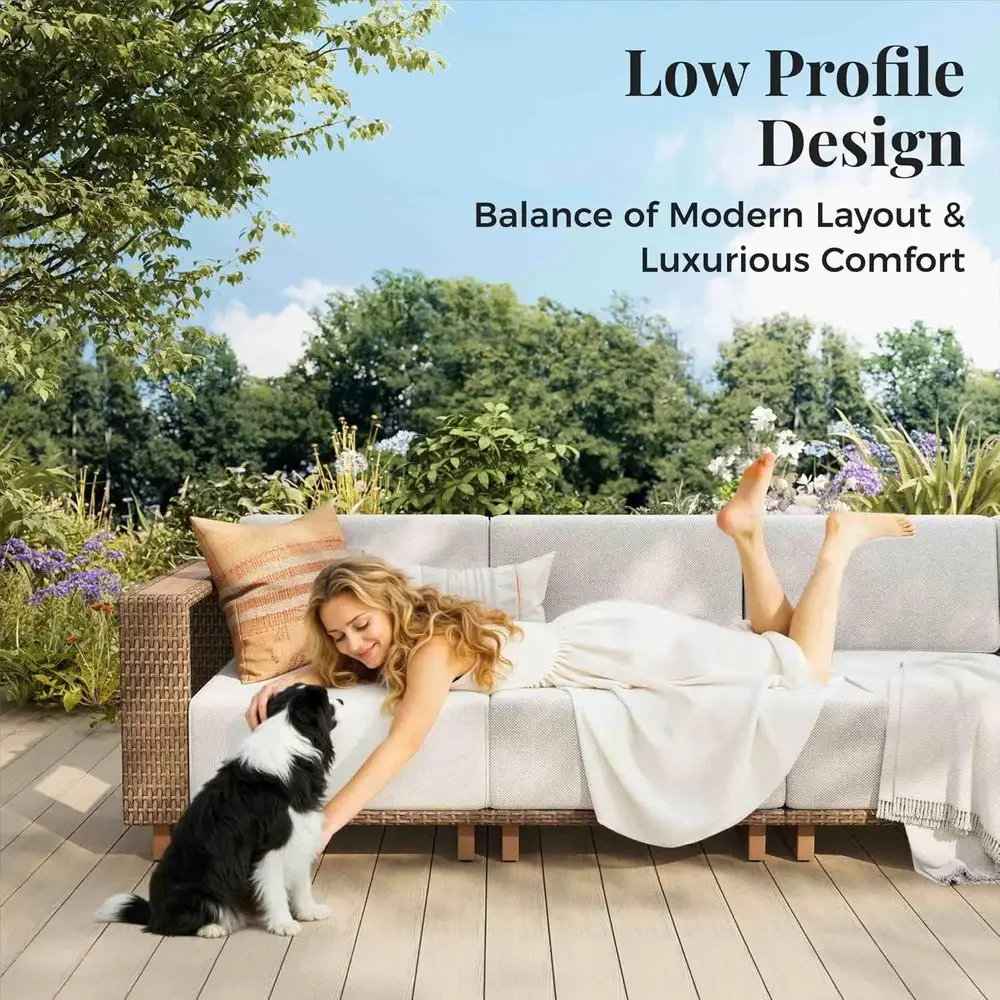 ชุดโซฟาหวายกลางแจ้ง 6 ชิ้น พร้ - Outdoor Furniture Luxury บทวิจารณ์และราคา