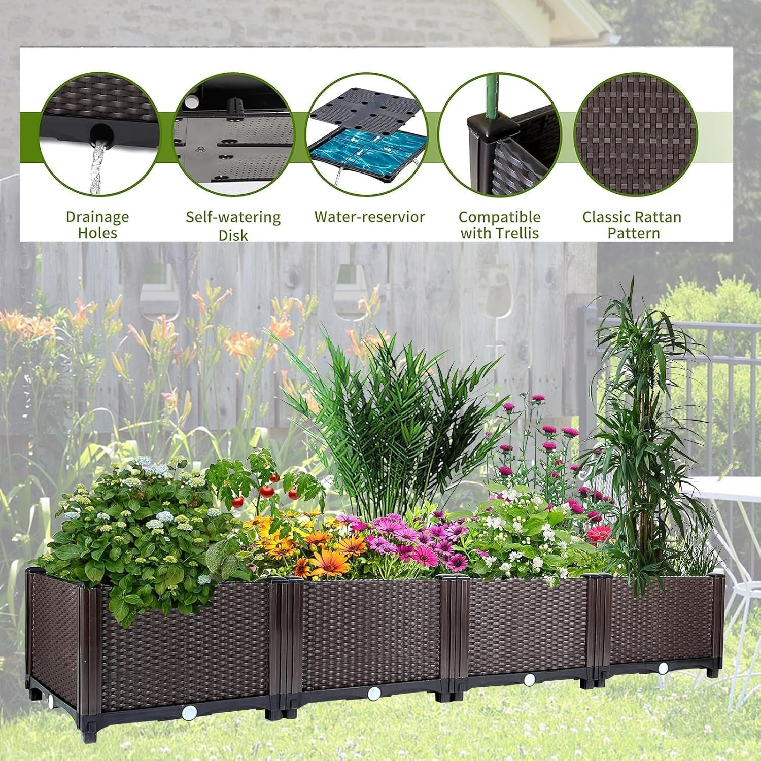 กระบะปลูกผักยกพื้นแบบรดน้ำเอง  - Outdoor Daybed Furniture บทวิจารณ์และราคา